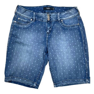 TORRID Denim Jeans Shorts Bermuda Size 18 Plus Blue Stretch Dark Wash Polka Dot